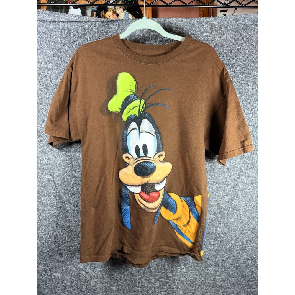 Walt Disney World Disneyland Goofy T-shirt L Double Sided Chalk Art Pencil
